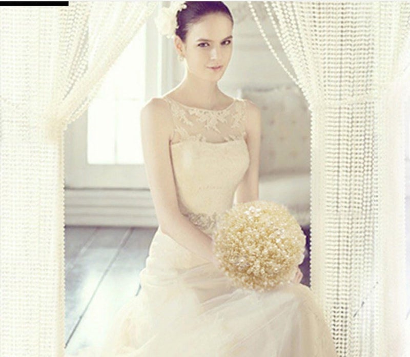 Ltvystore 10 mm Roll Large Beige Pearls String Faux Crystal Beads for Party Garland Wedding Centerpieces Bridal Bouquet Crafts Decoration-10M Length - Image 3